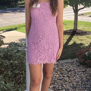 Lavender Lace Strapless Dress